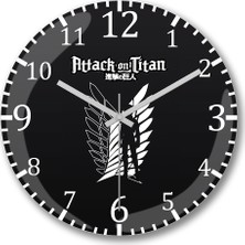 Baskı Dükkanı Attack  On Titan Duvar Saati Bombeli Gercek Cam