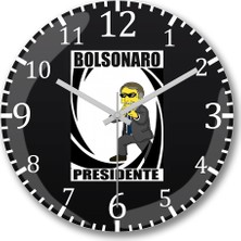 Baskı Dükkanı Bolsonaro Presidente  Duvar Saati Bombeli Gercek Cam