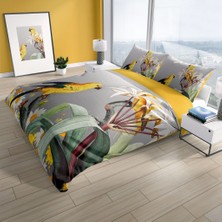 Monohome Yellow Parrot 3D Pamuk Saten Çift Kişilik Nevresim Takım