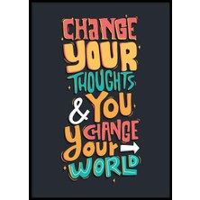 Beril Yamaç Design Studio Change Your World Tipografik Motivasyon Poster