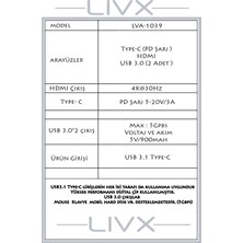Livx 4 In 1 Type C Multi - Functional Adapter Çevirici Usb3.0*2/4khd/pd LVA-1039