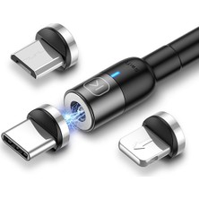 Ally Kuulaa Magnetic-Mıknatıslı Lightning + Type-C + Micro USB USB Şarj Kablosu 3 Başlık AL-32051