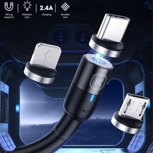 Ally Kuulaa Magnetic-Mıknatıslı Lightning + Type-C + Micro USB USB Şarj Kablosu 3 Başlık AL-32051