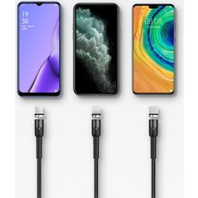 Ally Kuulaa Magnetic-Mıknatıslı Lightning + Type-C + Micro USB USB Şarj Kablosu 3 Başlık AL-32051