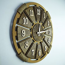Kayra TASARIM AHŞAP DUVAR SAATİ HALAT LATİN 50 cm