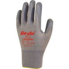 Beybi Pl-17 Legend Lateks Kaplı Polyester Örme Nitril İş Eldiveni Gri No: 10
