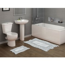 Alanur Home Yıldız Özel Kesim Yıkanabilir Kaymaz Taban 2'li Paspas Seti Klozet Takımı