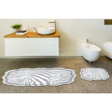 Alanur Home Lale Özel Kesim Yıkanabilir Kaymaz Taban 2'li Paspas Seti Klozet Takımı