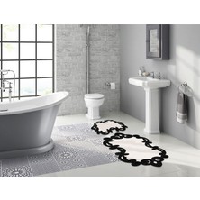 Alanur Home Papatya Özel Kesim Yıkanabilir Kaymaz Taban 2'li Paspas Seti Klozet Takımı