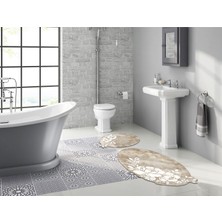 Alanur Home Mine Özel Kesim Yıkanabilir Kaymaz Taban 2'li Paspas Seti Klozet Takımı