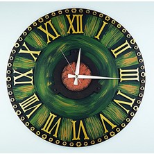 KAYRA TASARIM AHŞAP DUVAR SAATİ SOMUN GREEN ROMA 50 cm