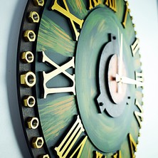 KAYRA TASARIM AHŞAP DUVAR SAATİ SOMUN GREEN ROMA 50 cm