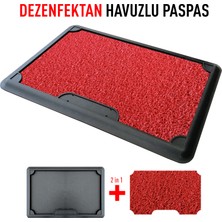 Olunca Dezenfektan Havuzlu Kıvırcık Kapı Önü Hijyen Paspas  45 x 70 cm  Kırmızı  Red