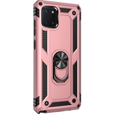 Microsonic Samsung Galaxy A81 Kılıf Military Ring Holder Rose Gold