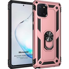 Microsonic Samsung Galaxy A81 Kılıf Military Ring Holder Rose Gold