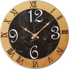 Markakanvas Mermer Desenli Gold Duvar Saati