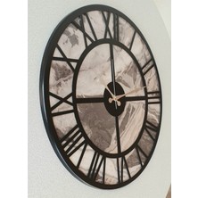 Markakanvas Mermer Desenli Metal Duvar Saati