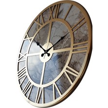 Markakanvas Mermer Desenli Metal Duvar Saati