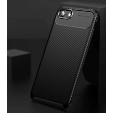 Case 4U Apple iPhone SE 2022 / iPhone SE 2020 / iPhone 8 / iPhone 7 Kılıf Rugged Armor Karbon Desenli Lüx Negro Silikon Arka Kapak Siyah