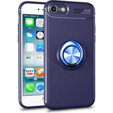 Case 4U Apple iPhone SE 2020 Kılıf Autofocus Shockprof Ravel Yüzüklü Standlı Slikon Kapak Lacivert