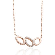 By Barun Yapraklı Çember Zirkon Kolye  Rose