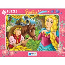 Blue Focus Frame Puzzle - 4'lü Set - Princess Külkedisi Sindirella + Rapunzel + Pamuk Prenses + Kırmızı Başlıklı Kız