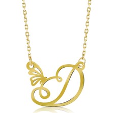 Vaoov 925 Ayar Gümüş D Harfi Kelebek Kolye