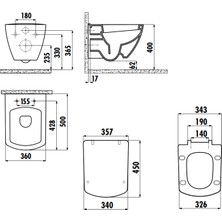 Creavıt TP326 Tetra Asma Klozet + Lara Thermoplast Soft Kapak KC1603.02 KC6000 Beyaz