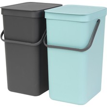 Brabantia Çöp Kutusu 2 x 16 lt Dolap İçi Sort Go Mint - Gri