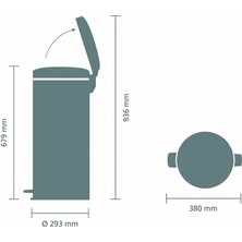 Brabantia Çöp Kutusu 30 lt Newicon Pedallı Platin Rengi