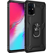 Tekno Grup Samsung Galaxy S20 Plus Kılıf Çift Katmanlı Yüzüklü Manyetik Vega Kapak Siyah
