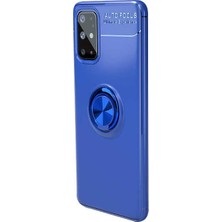 Tekno Grup Samsung Galaxy S20 Plus Kılıf Ultra Korumalı Yüzüklü Manyetik Ravel Silikon + Tam Kaplayan 6D Polymer Nano Ekran Koruyucu Lacivert