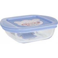 Pyrex 210PAV3/6246 Kare Mavi Kapaklı Saklama Kabı 0,35 lt