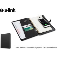 S-Link Pn-8 8000 Mah Powerbank Siyah 16GB Glash Bellek Bloknot