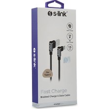 S-Link Swapp SW-C757 3A Type-C Kılıflı Metal -L- Kablo 15CM