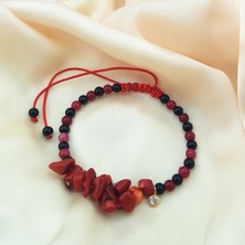 Vaoov 925 Ayar Gümüş Mercan ve Onikstaşlı Bileklik