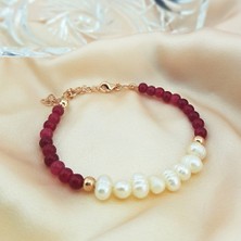 Vaoov 925 Ayar Gümüş Inci ve Kuvars Taşlı Bileklik