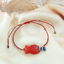 Vaoov 925 Ayar Gümüş El Yapımı Cam Balık Bileklik