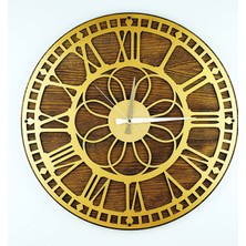 KAYRA TASARIM AHŞAP DUVAR SAATİ MASİF PAPATYA GOLD 50cm