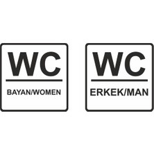 Etiket Sanatı Wc Bayan Wc Erkek  Yapıştırma Sticker Etiket 10 x 10 cm