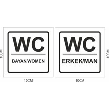 Etiket Sanatı Wc Bayan Wc Erkek  Yapıştırma Sticker Etiket 10 x 10 cm