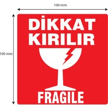 Etiket Sanatı Dikkat Kırılabilir Etiketi  10 x 10 cm 50'li