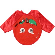 Buude Elma Motif  Kollu Bebek Mama Önlüğü