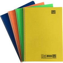 Bound Simple A4 60 Yaprak Spiralli Kareli Çizgili Pp Okul Defteri 12'li