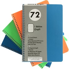 Bound Simple A5 72 Yaprak Spiralli Çizgili Pp Okul Defteri 12'li