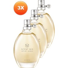 Avon Scent Mix Velvet Amber Kadın Parfüm Edt 30 Ml. Üçlü Set