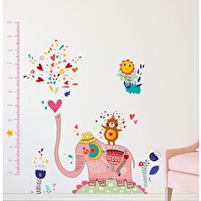 Crystal Kids Çocuk Odası Boy ve Gelişim Ölçen Duvar Sticker Pembe Fil