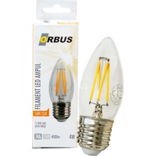 Orbus ORB-B36 Mum 4W E27 Clear Dekoratif Led Ampul 400 Lm Ra80 220-240V-50Hz