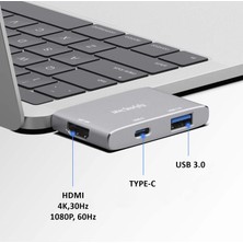 USB Çoğaltıcı Çoklayıcı USB-C HDMI Çevirici 4K 1XHDMI 1XUSB3.0