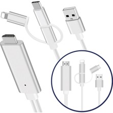 Lightning Çevirici HDMI USB-C Dönüştürücü Micro USB Çevirici 3 lü Dönüştürücü 1080P